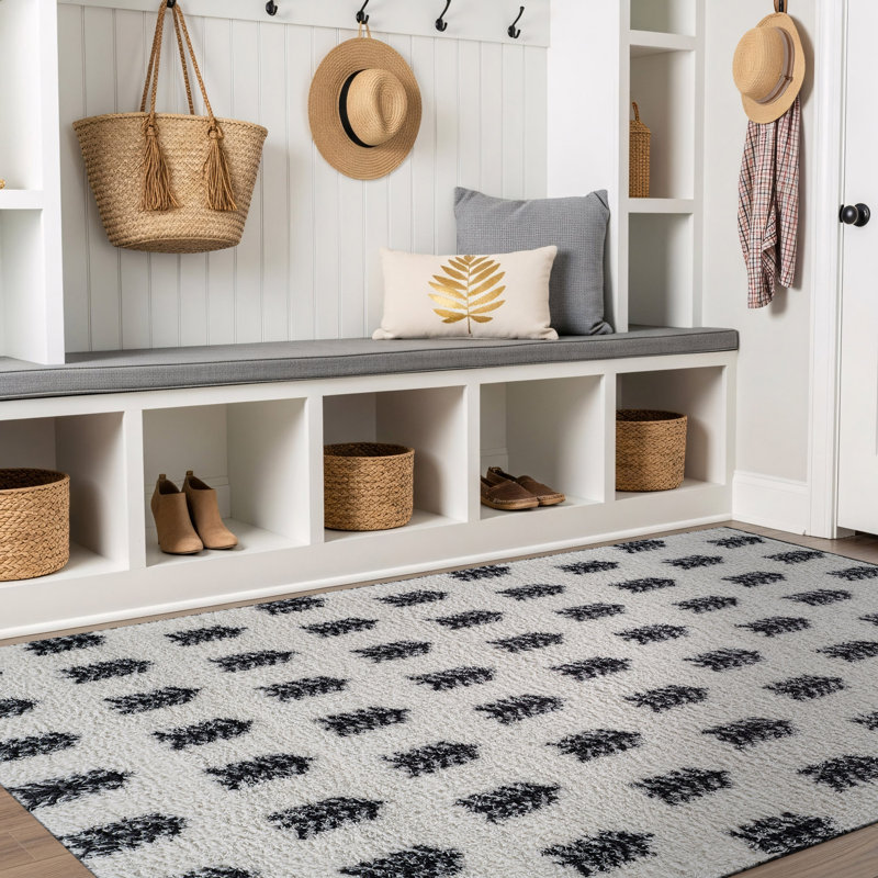 Scandinavian Arrow Shag Rug – Anthracite Dark Gray – Medium Pile, Soft Feel, Easy Maintenance, Rectangle 4' x 6'