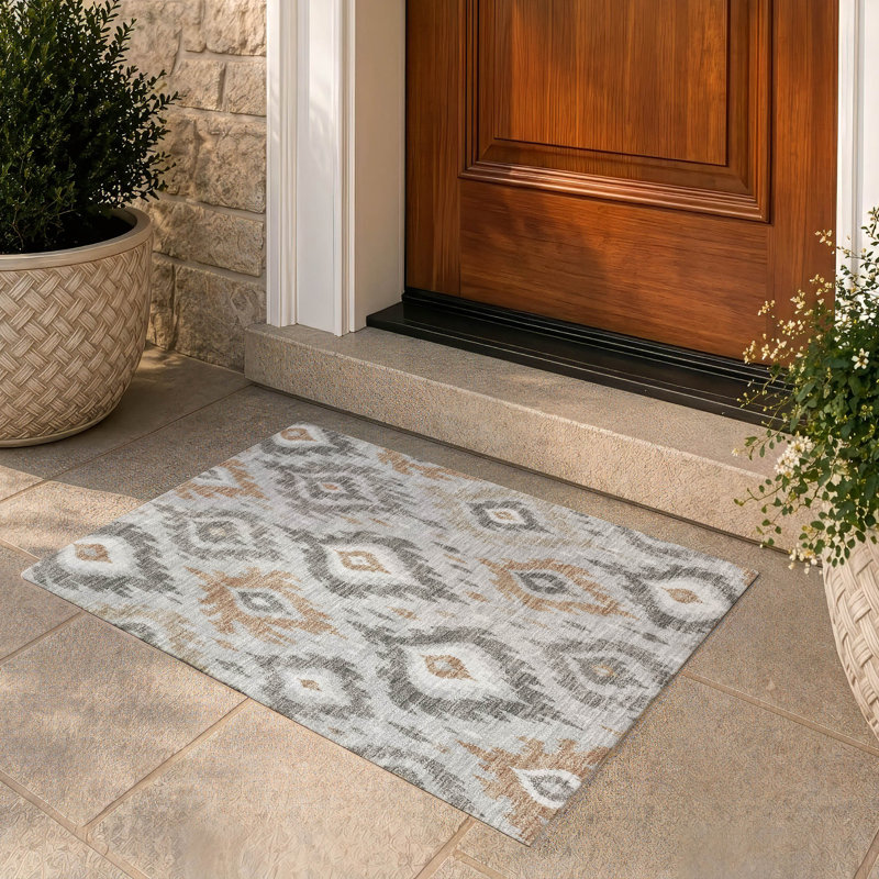 Tapis Chantille ACN3073 Ikat lavable à la machine pour intérieur/extérieur, Grey, 2 pi 6 po x 3 pi 10 po