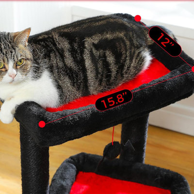 Cat Tree Tower for Indoor Cats with Private Cozy Cat Condo Natural Sisal Scratching Posts and Plush Pompom for Small Cats