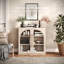 Buffet modulaire avec porte vitrée cintrée, couleur sable-961070019