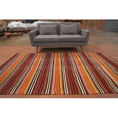 Tapis rayé en laine Kilim