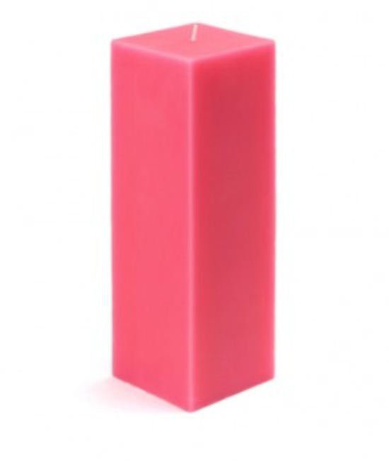 Square Pillar Candle, Hot Pink, 9" H x 3" W x 3" D, Set of 12
