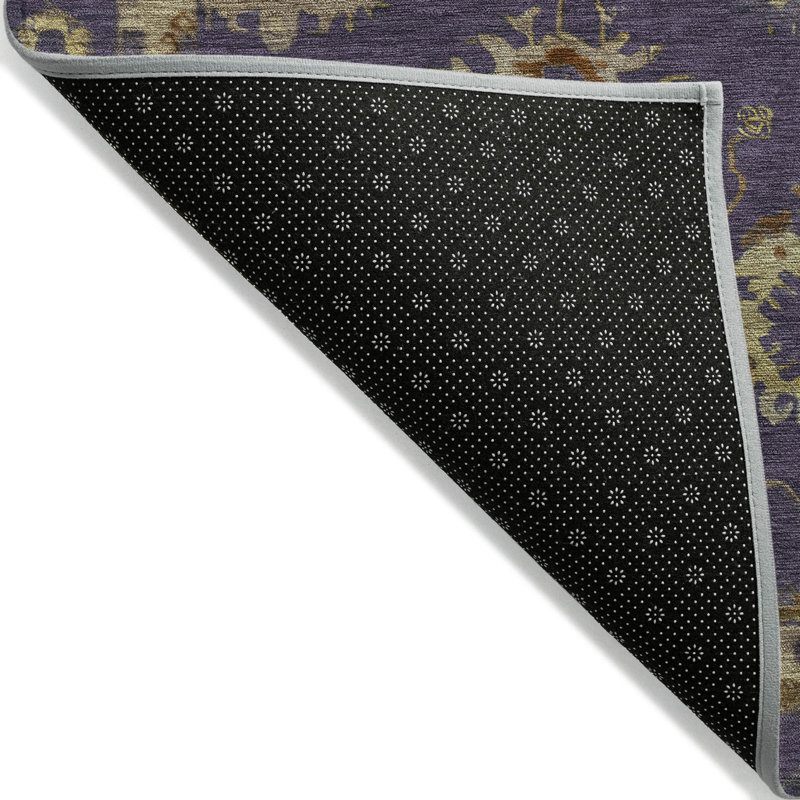 Machine Washable Indoor/Outdoor Xhevrie Eggplant Rug, Rectangle 1'8" x 2'6"