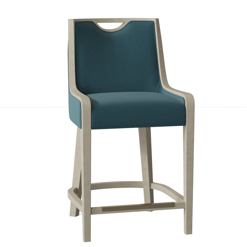 Tabouret de comptoir 26,5 po Anthony, 8789 100% polyester turquoise, Gris anthracite