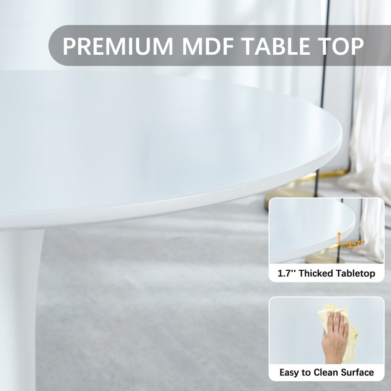 5 - Piece Pedestal Dining Table Set, Green/Silver, 28.7"H x 31.5"L x 31.5"W, White