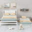 Lit plateforme double avec lit gigogne réglable, blanc-1495028308