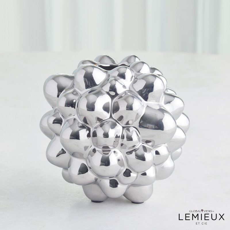 Bubble Vase, 6.75" H x 7" W x 7" D, Bright Silver