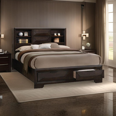 Contemporary 1pc Eastern King Size Bed Bookcase Headboard Storage FB Wood Bedroom Furniture Espresso