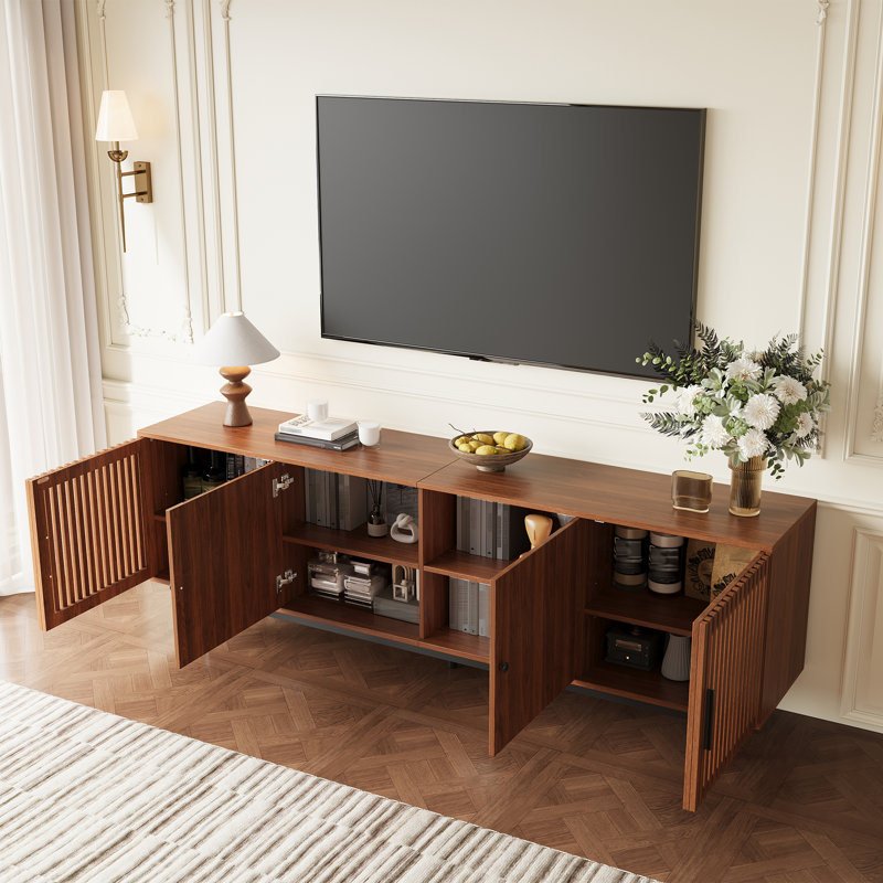 Meuble télé de 78 pouces pour téléviseurs jusqu'à 85 pouces avec charnières à fermeture douce pour chambre à coucher