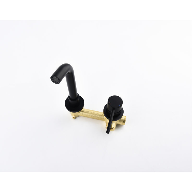 Robinet de lavabo de salle de bain noir mat, levier simple pour un contrôle facile de la température de l'eau, drain escamotable inclus, construit avec un robinet mural en laiton et en acier inoxydable noir, poignée à débit précis