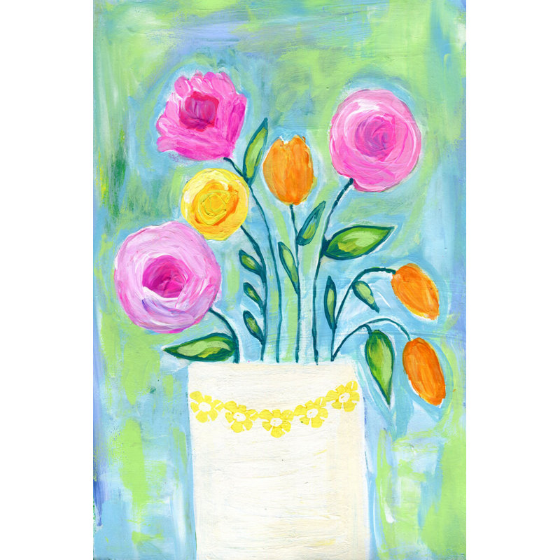 «Flowers White Vase» par Jill Lambert, reproduction sur toile tendue, H 30 po x l 20 po x P 1,5 po