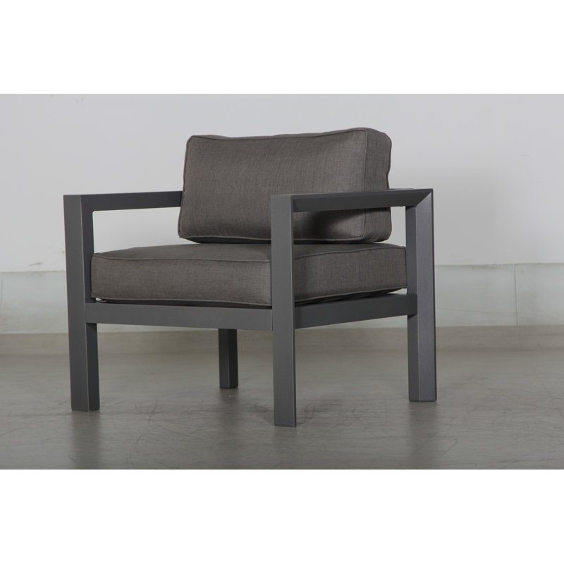 Chaise de patio avec coussins Abygayle, Gris anthracite