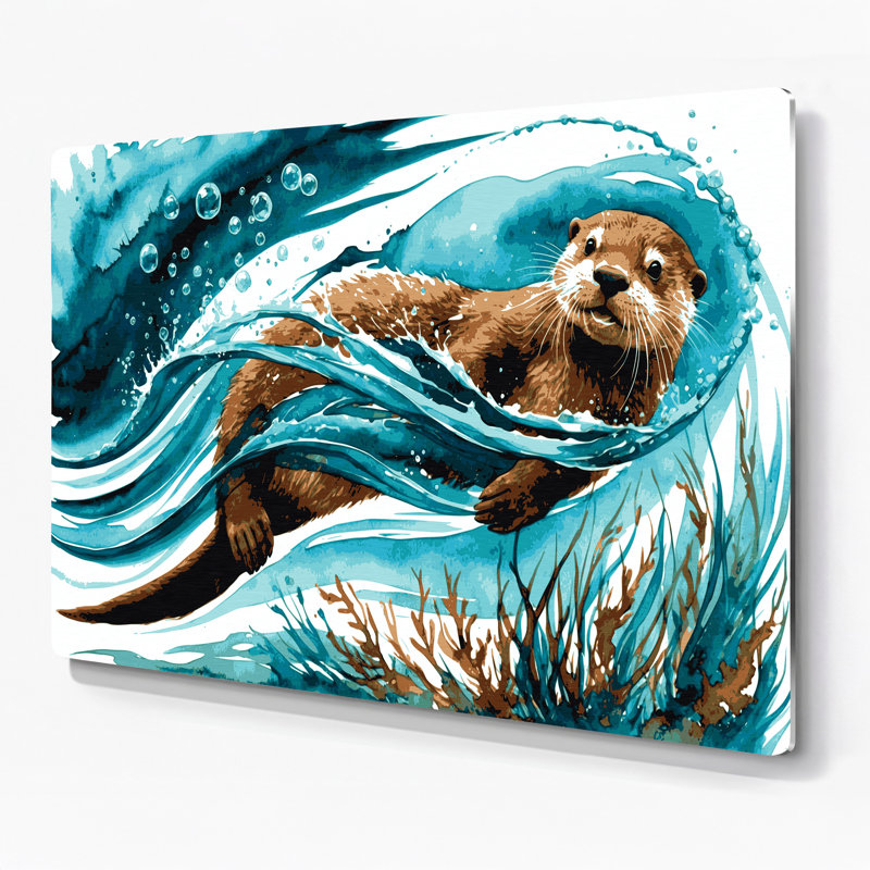 Art mural en métal bleu sauvage, H 20 po x l 24 po