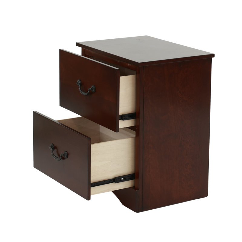 Table de chevet 2 tiroirs Modern Classic avec finition cerisier, panneau de particules et fabrication en pin