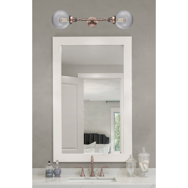 Éclairage de salle de bain à intensité variable 2 lumières Clementina, Transparent, Ampoule incandescente rétro de 60 watts