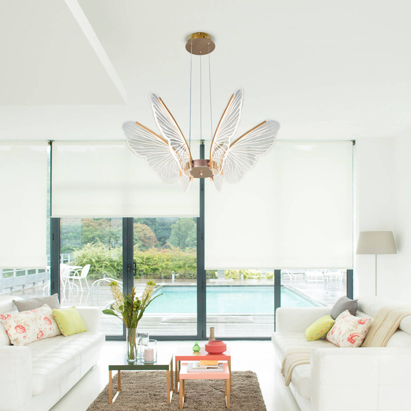 Exquisite Butterfly Gold Chandelier With Led Light Source