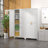 White Metal Pantry Cabinet, 75" Tall Storage with Doors & Adjustable Shelves, Freestanding Cupboard for Kitchen, Dining Room and Living Room-1065992862