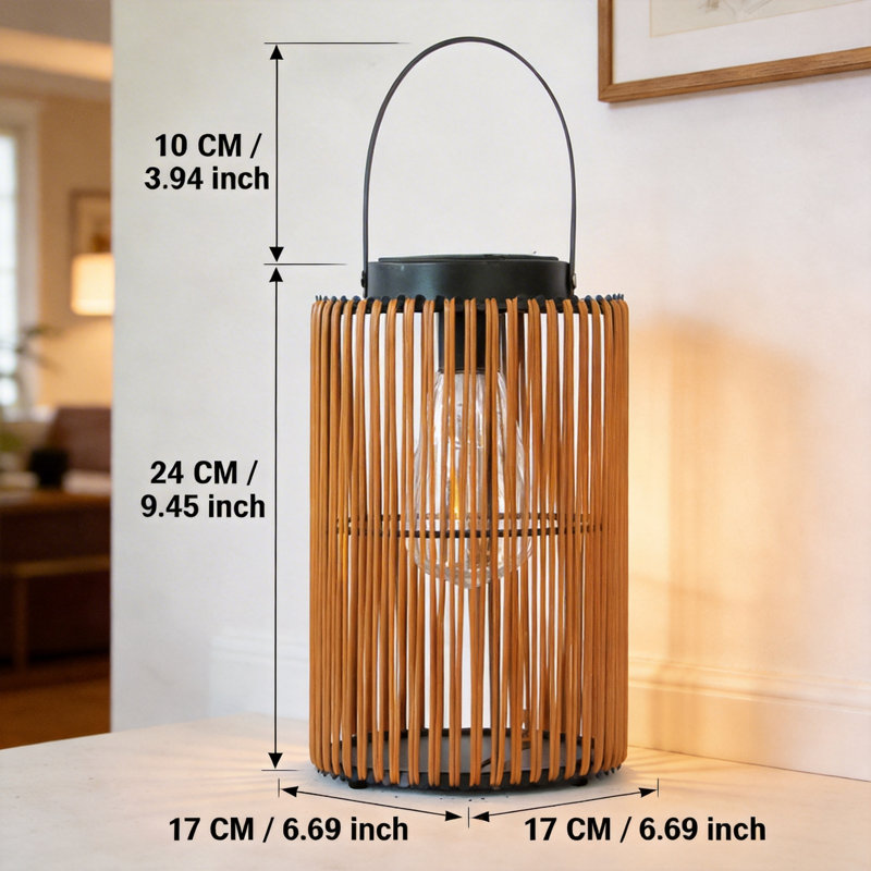 Solar Lantern 24cm Integrated LED Outdoor Table Lamp, yellow