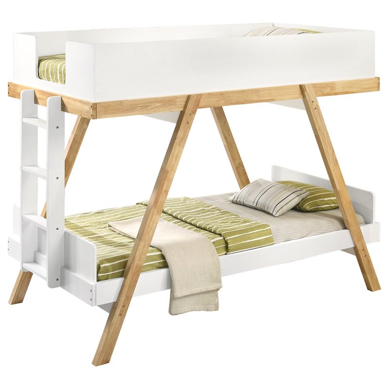Lit superposé simple au-dessus de simple avec matelas Crispin, Blanc