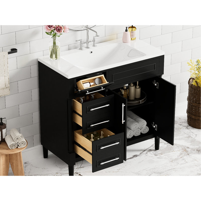 Meuble-lavabo de 36 po avec lavabo en résine - Unité contemporaine et fonctionnelle élégante