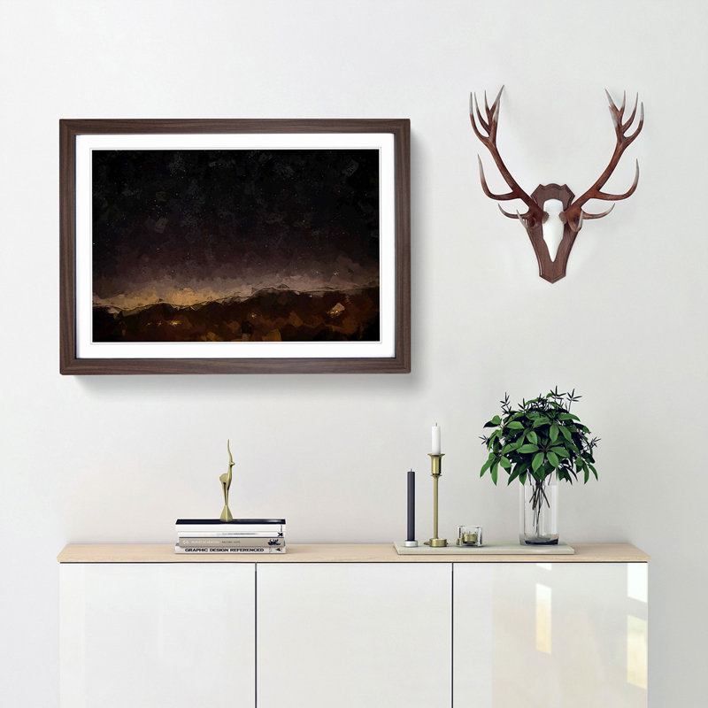 Stars over Trigance in France - Picture Frame Graphic Art Print, 36cm H x 48cm W x 2cm D, Walnut Framed