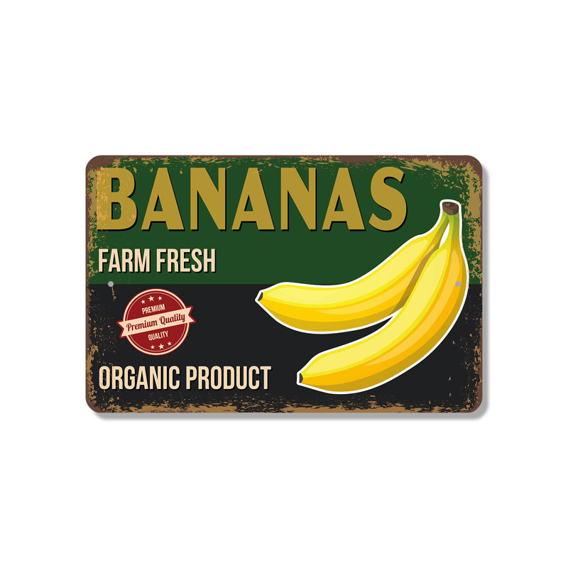 Enseigne en plastique Bananas Farm Fresh 8 po x 12 po