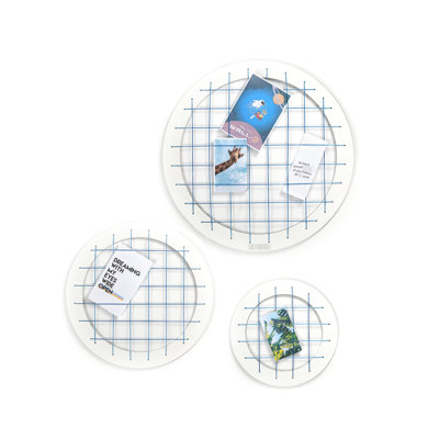 Three Blue Circle Memory Boards For Wall Decor, Solid Wood Frame, Modern Style To Embellish Living Room Space Board Decor 3 - Piece , Shape, Ideal Display Beautification