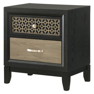 Ahmyiah Black and Light Brown 2-drawer Nightstand -  Red Barrel StudioÂ®, D77AA5800D7942B3BBDE7B6194E68956