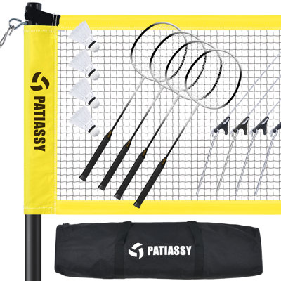 Patiassy Badminton Sets with Net, with 4 Carbon Aluminum Badminton Rackets 2 Badminton Shuttlecocks