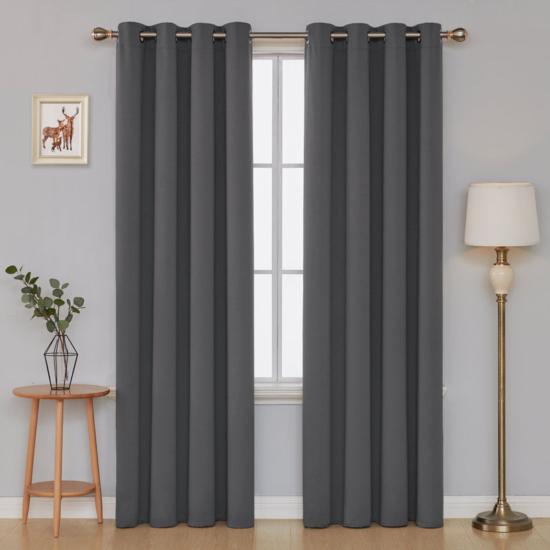 Cabrera Blackout Curtain Pair, Dark Grey, Width 140 x Drop 229 cm
