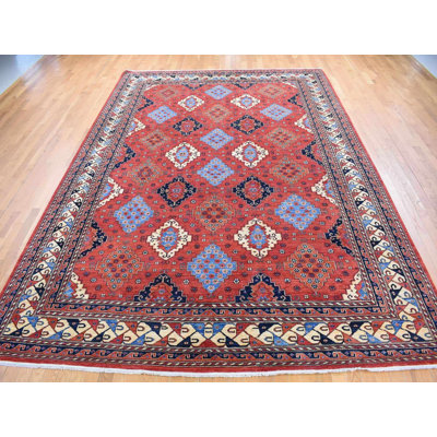 10'0" x 14'0" New Hand Knotted Red Wool Rectangle Oriental Rug - MOA10280642