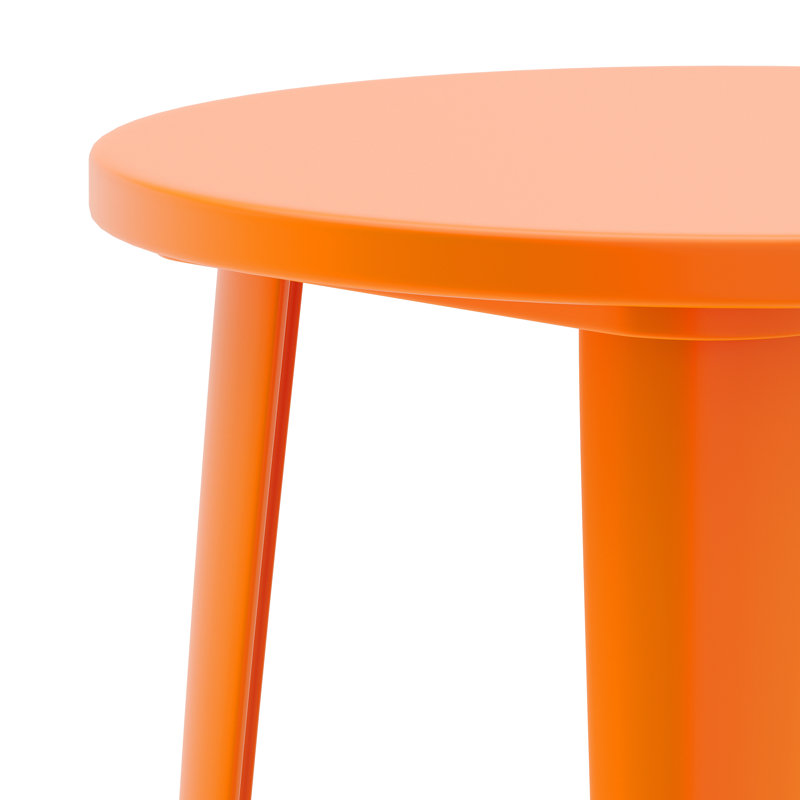Commercial Grade Round Indoor-Outdoor Bar Height Table, 24" L x 24" W, Orange