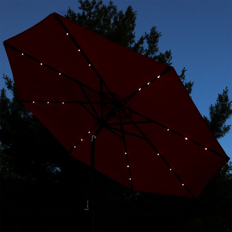 Parasol de marché 96 po avec DEL à énergie solaire Jericho - Orange brûlé, Orange brûlé