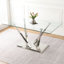 Ensemble de table de salle à manger, table de salle à manger en verre avec base en acier inoxydable, 6 chaises de salle à manger et de cuisine-1452010311-1452010329