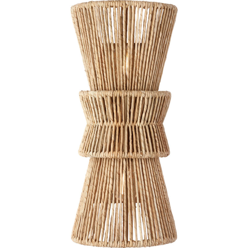 Antigua 20" Sconce in Natural Abaca, Polished Nickel