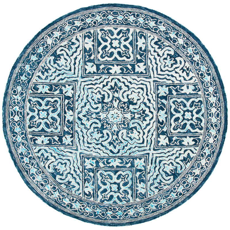 Rubalcava Hand Tufted Wool And Cotton Oriental Rug, Round 6'