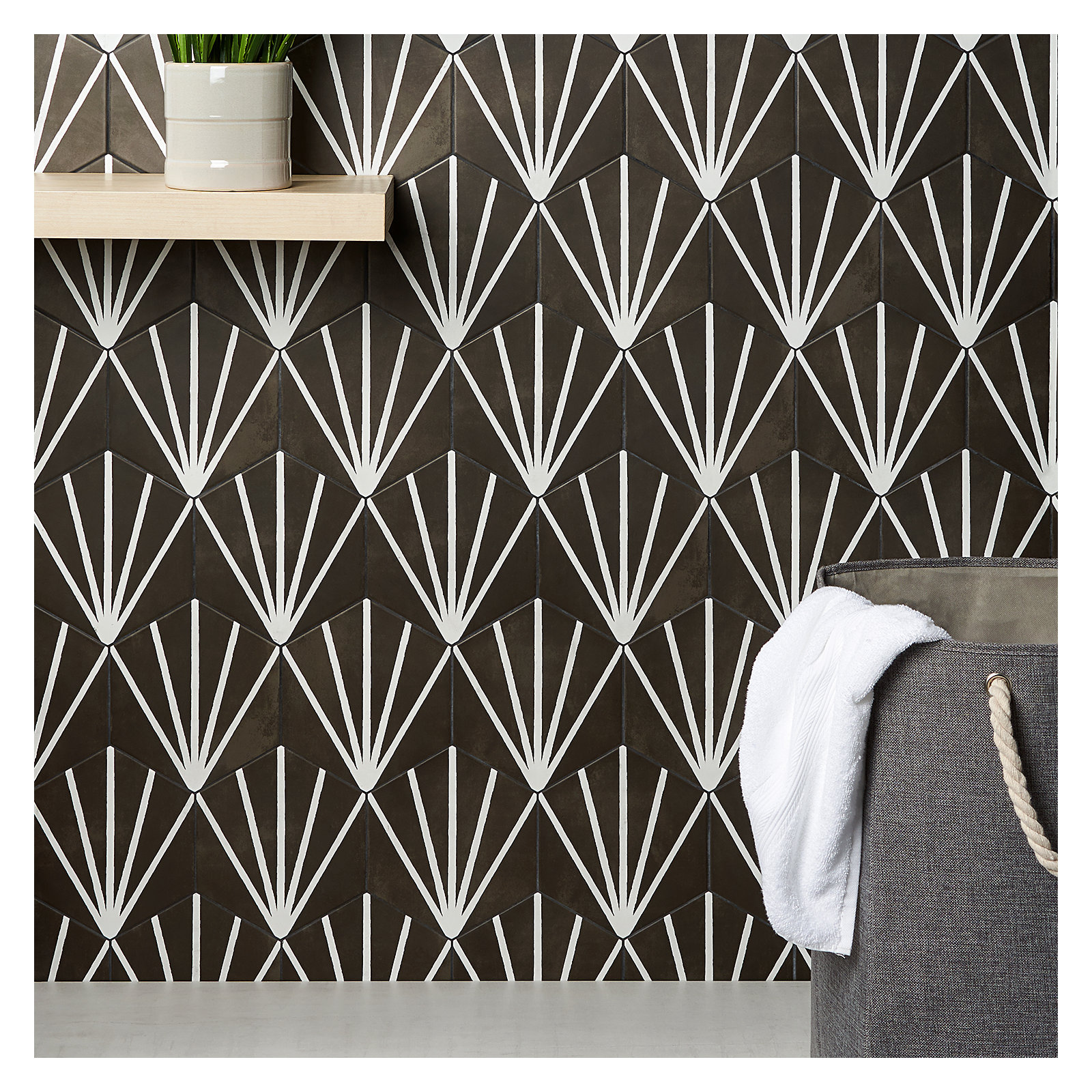 GeoHex Deco 8" Hexagon Matte Porcelain Floor and Wall Tile (9.03 Sq. Ft. / Case), Black