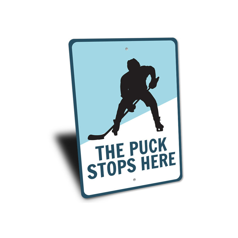 Plaque en aluminium Puck Stops Here, H 14 po x l 10 po x P 0,04 po