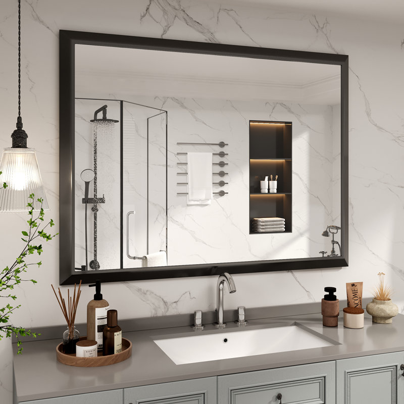 Miroir de meuble-lavabo mural Molly, 48 po x 36 po, Noir