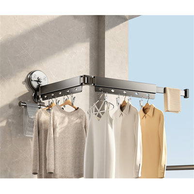 Suction Cup Invisible Folding Clothes Rack