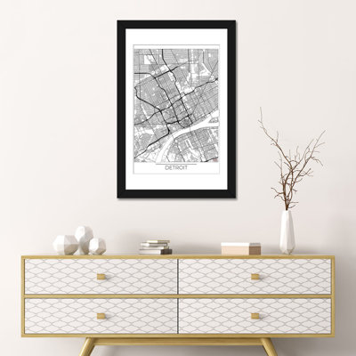 «Detroit Minimal Urban Blueprint Map», impression sur toile