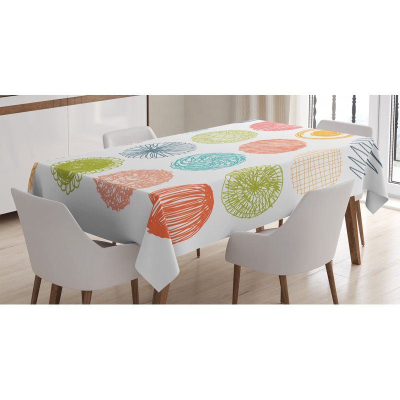 Nappe doodle style griffonnage à motif childish, 84 po x 60 po
