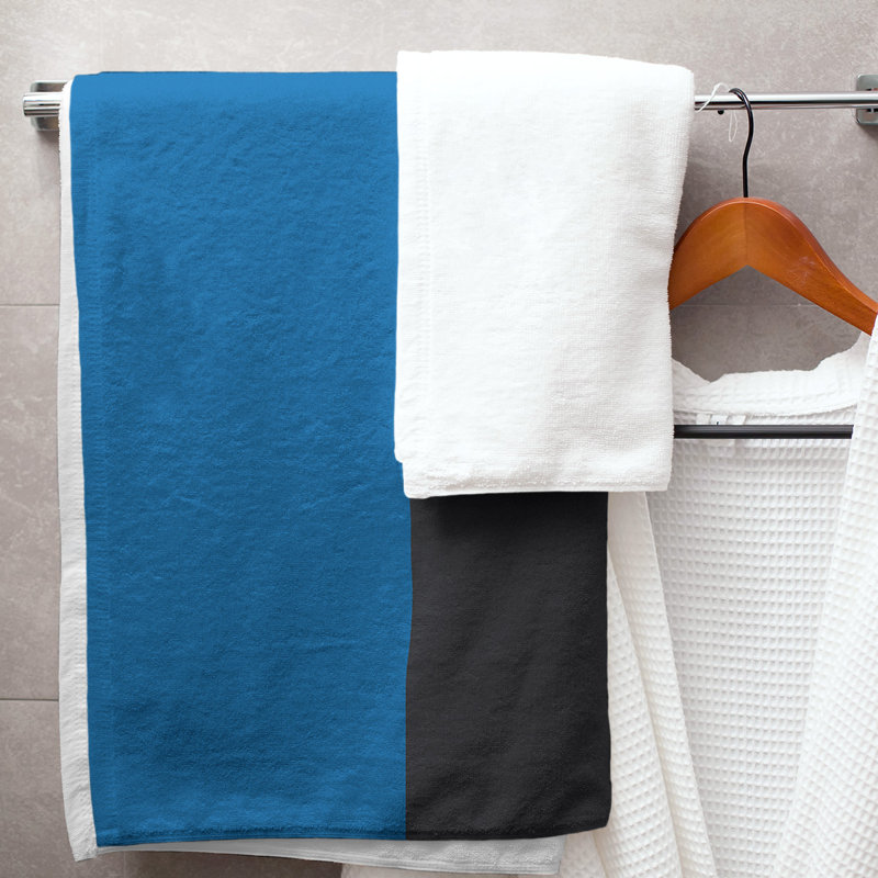Cotton Blend Lightweight Bath Towel, Royal Blue/Slate/Royal Blue