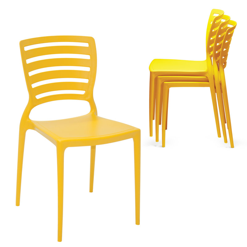 Tramontina Sofia Stackable Dining Chairs - Sleek and Supportive Seating for Everyday Style, Yellow