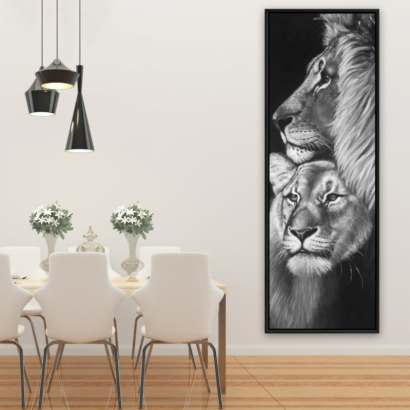 Lion and lioness - 20"x60" Framed canvas