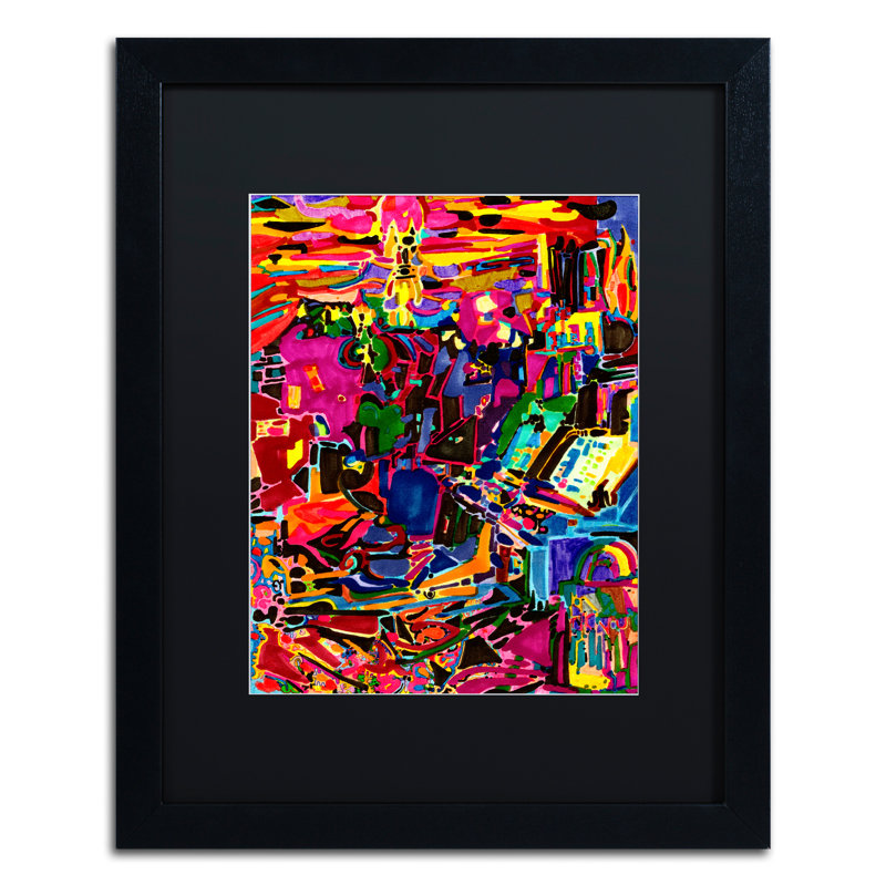 «Fire in the Arcade», reproduction d'impression encadrée, Noir, H 20 po x l 16 po x P 0,5 po