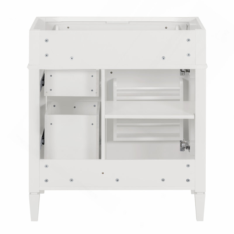 Meuble-lavabo de salle de bain de 30 po sans lavabo supérieur, armoire de rangement moderne avec 2 tiroirs et un tiroir rabattable (PAS DE BASSIN)