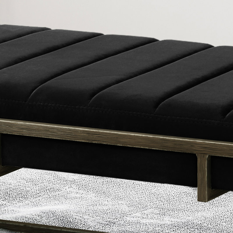 Black Upholstered Bench With Velvet And Brass Finish - Modern Design, Fabric Upholstery, 16 In Height, 49 Depth Channel , Seating, Depth, 25 Width, Height