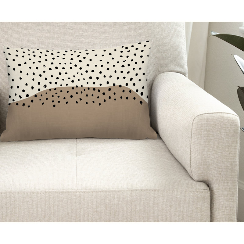 Coussin décoratif intérieur / extérieur en polyester filé Willow, Beige / blanc cassé / noir
