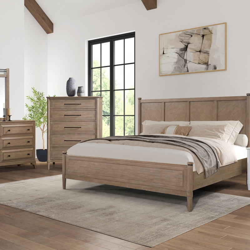 Lo-Post Bed In Sand Coloured Finish, King